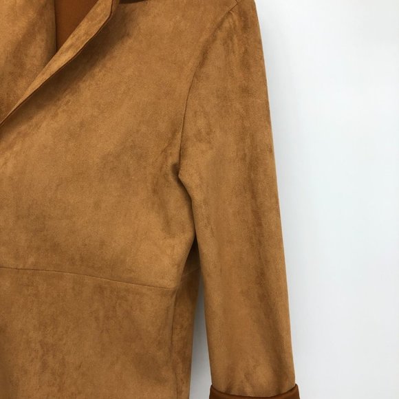 Zara Camel Brown Faux Suede Lightweight Midi Trench Coat EUC size S - Picture 11 of 16